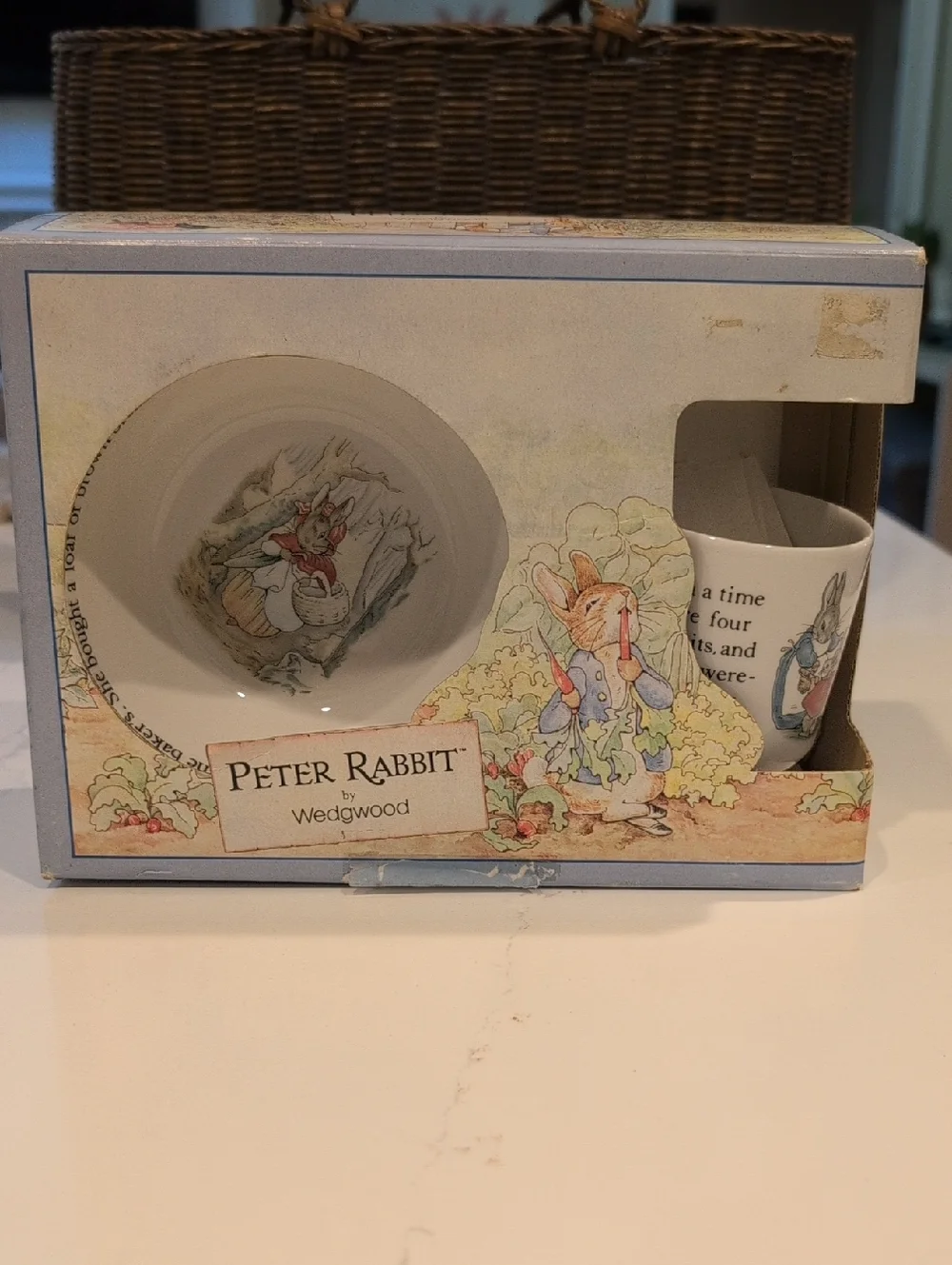 Wedgwood Peter Rabbit Collectible Nursery 3 Piece Porcelain Set Original Box Vtg